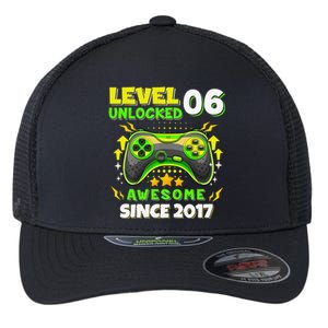 6th Birthday Gifts Level 6 Unlocked 6 Years Old Gamer Cute Flexfit Unipanel Trucker Cap