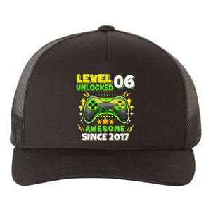 6th Birthday Gifts Level 6 Unlocked 6 Years Old Gamer Cute Yupoong Adult 5-Panel Trucker Hat