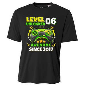 6th Birthday Gifts Level 6 Unlocked 6 Years Old Gamer Cute Cooling Performance Crew T-Shirt