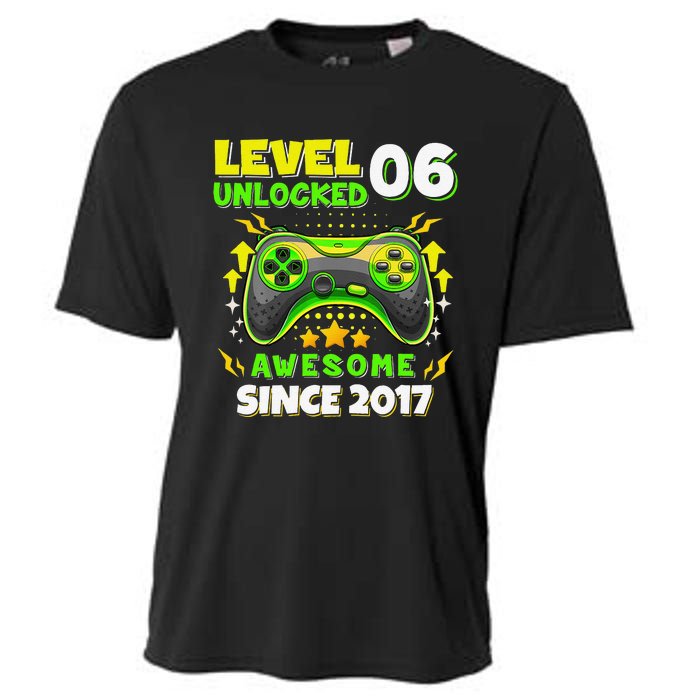 6th Birthday Gifts Level 6 Unlocked 6 Years Old Gamer Cute Cooling Performance Crew T-Shirt