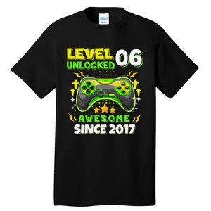 6th Birthday Gifts Level 6 Unlocked 6 Years Old Gamer Cute Tall T-Shirt