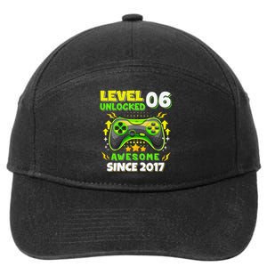 6th Birthday Gifts Level 6 Unlocked 6 Years Old Gamer Cute 7-Panel Snapback Hat