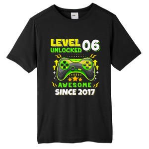 6th Birthday Gifts Level 6 Unlocked 6 Years Old Gamer Cute Tall Fusion ChromaSoft Performance T-Shirt