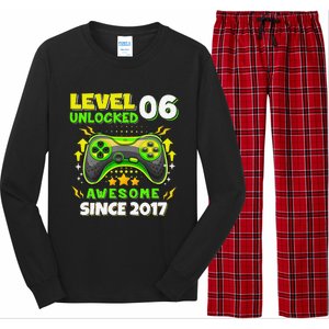 6th Birthday Gifts Level 6 Unlocked 6 Years Old Gamer Cute Long Sleeve Pajama Set