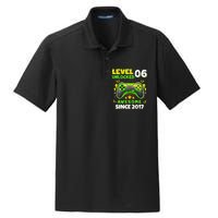 6th Birthday Gifts Level 6 Unlocked 6 Years Old Gamer Cute Dry Zone Grid Polo