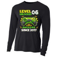 6th Birthday Gifts Level 6 Unlocked 6 Years Old Gamer Cute Cooling Performance Long Sleeve Crew