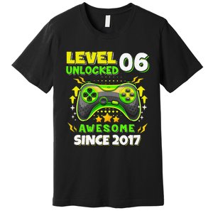 6th Birthday Gifts Level 6 Unlocked 6 Years Old Gamer Cute Premium T-Shirt