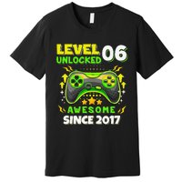 6th Birthday Gifts Level 6 Unlocked 6 Years Old Gamer Cute Premium T-Shirt