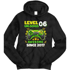 6th Birthday Gifts Level 6 Unlocked 6 Years Old Gamer Cute Tie Dye Hoodie