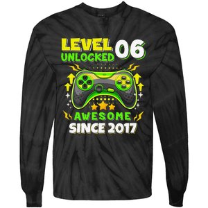 6th Birthday Gifts Level 6 Unlocked 6 Years Old Gamer Cute Tie-Dye Long Sleeve Shirt