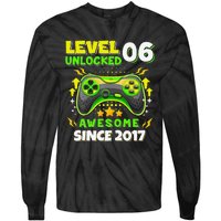 6th Birthday Gifts Level 6 Unlocked 6 Years Old Gamer Cute Tie-Dye Long Sleeve Shirt