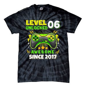 6th Birthday Gifts Level 6 Unlocked 6 Years Old Gamer Cute Tie-Dye T-Shirt