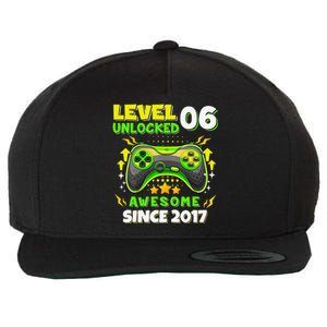 6th Birthday Gifts Level 6 Unlocked 6 Years Old Gamer Cute Wool Snapback Cap