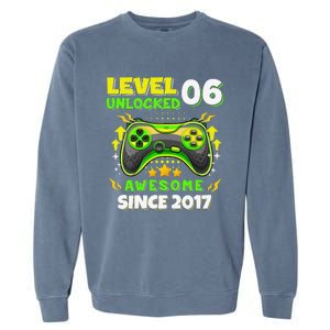 6th Birthday Gifts Level 6 Unlocked 6 Years Old Gamer Cute Garment-Dyed Sweatshirt