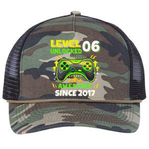 6th Birthday Gifts Level 6 Unlocked 6 Years Old Gamer Cute Retro Rope Trucker Hat Cap