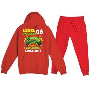 6th Birthday Gifts Level 6 Unlocked 6 Years Old Gamer Cute Premium Hooded Sweatsuit Set