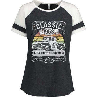 65th Birthday Gift Pickup Truck Born 1958 Gift Enza Ladies Jersey Colorblock Tee