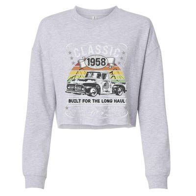 65th Birthday Gift Pickup Truck Born 1958 Gift Cropped Pullover Crew