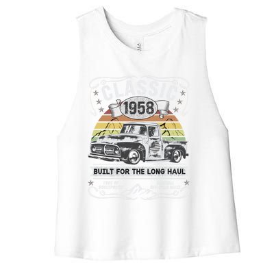 65th Birthday Gift Pickup Truck Born 1958 Gift Women's Racerback Cropped Tank