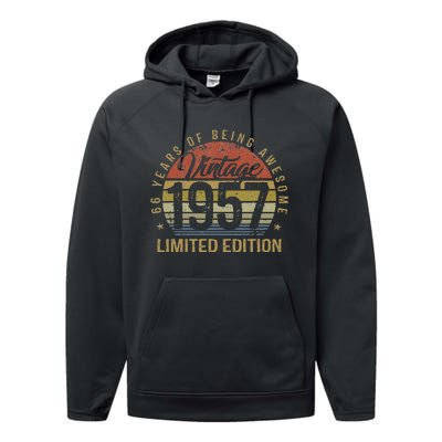 66th Birthday Gift 66 Years Old Vintage 1957 Limited Edition Performance Fleece Hoodie