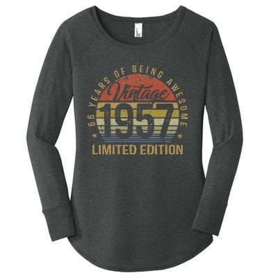 66th Birthday Gift 66 Years Old Vintage 1957 Limited Edition Women's Perfect Tri Tunic Long Sleeve Shirt