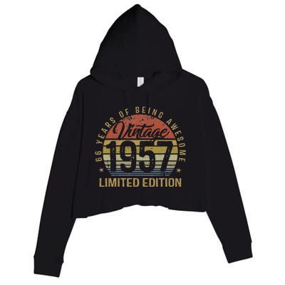 66th Birthday Gift 66 Years Old Vintage 1957 Limited Edition Crop Fleece Hoodie