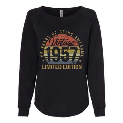 66th Birthday Gift 66 Years Old Vintage 1957 Limited Edition Womens California Wash Sweatshirt