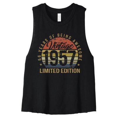 66th Birthday Gift 66 Years Old Vintage 1957 Limited Edition Women's Racerback Cropped Tank