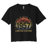 66th Birthday Gift 66 Years Old Vintage 1957 Limited Edition Women's Crop Top Tee