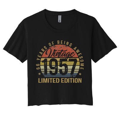 66th Birthday Gift 66 Years Old Vintage 1957 Limited Edition Women's Crop Top Tee