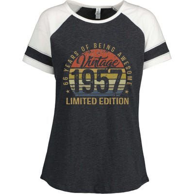 66th Birthday Gift 66 Years Old Vintage 1957 Limited Edition Enza Ladies Jersey Colorblock Tee