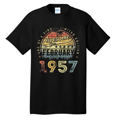 66th Birthday Gift Awesome Since February 1957 66 Year Old Tall T-Shirt