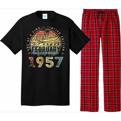 66th Birthday Gift Awesome Since February 1957 66 Year Old Pajama Set