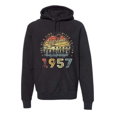 66th Birthday Gift Awesome Since February 1957 66 Year Old Premium Hoodie