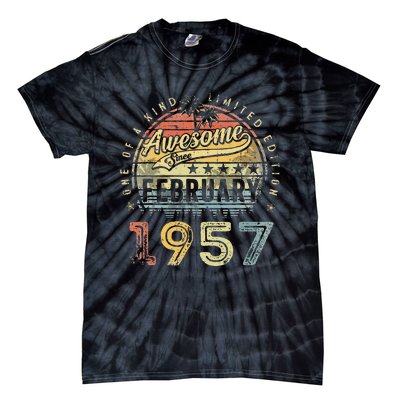 66th Birthday Gift Awesome Since February 1957 66 Year Old Tie-Dye T-Shirt