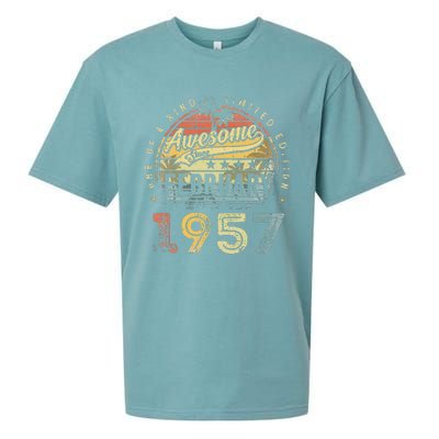 66th Birthday Gift Awesome Since February 1957 66 Year Old Sueded Cloud Jersey T-Shirt