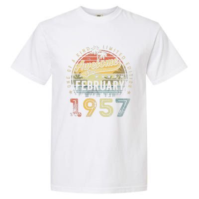 66th Birthday Gift Awesome Since February 1957 66 Year Old Garment-Dyed Heavyweight T-Shirt