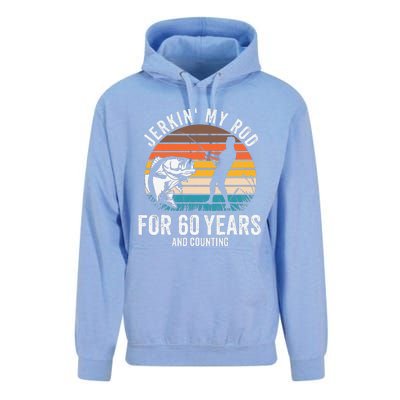 60th Birthday Gift For Fisherman Funny Fishing 60 Bday Unisex Surf Hoodie