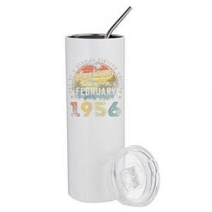 67th Birthday Gift Awesome Since February 1956 67 Year Old Stainless Steel Tumbler