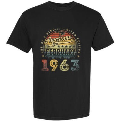 60th Birthday Gift Awesome Since February 1963 60 Year Old Garment-Dyed Heavyweight T-Shirt