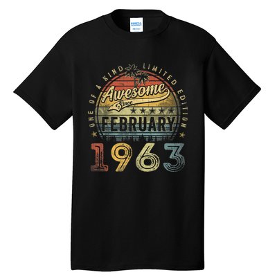 60th Birthday Gift Awesome Since February 1963 60 Year Old Tall T-Shirt