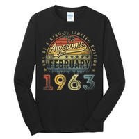 60th Birthday Gift Awesome Since February 1963 60 Year Old Tall Long Sleeve T-Shirt