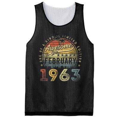 60th Birthday Gift Awesome Since February 1963 60 Year Old Mesh Reversible Basketball Jersey Tank