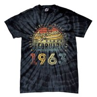 60th Birthday Gift Awesome Since February 1963 60 Year Old Tie-Dye T-Shirt