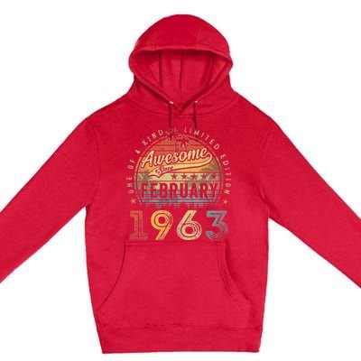 60th Birthday Gift Awesome Since February 1963 60 Year Old Premium Pullover Hoodie