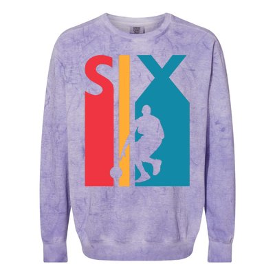 6th Birthday Gift Six Vintage Basketball 6 Year Old Colorblast Crewneck Sweatshirt