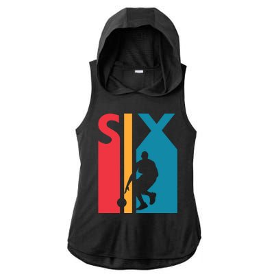 6th Birthday Gift Six Vintage Basketball 6 Year Old Ladies PosiCharge Tri-Blend Wicking Draft Hoodie Tank