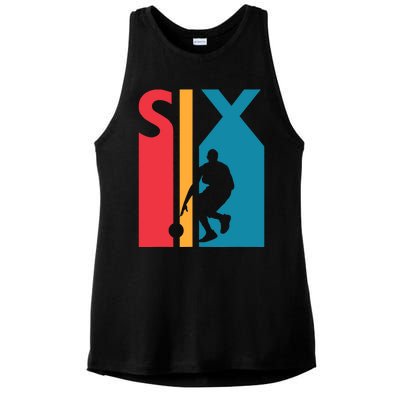 6th Birthday Gift Six Vintage Basketball 6 Year Old Ladies PosiCharge Tri-Blend Wicking Tank