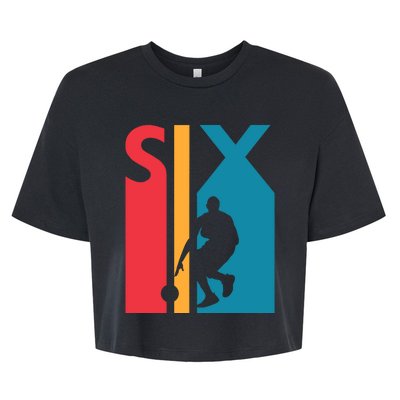 6th Birthday Gift Six Vintage Basketball 6 Year Old Bella+Canvas Jersey Crop Tee