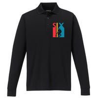 6th Birthday Gift Six Vintage Basketball 6 Year Old Performance Long Sleeve Polo